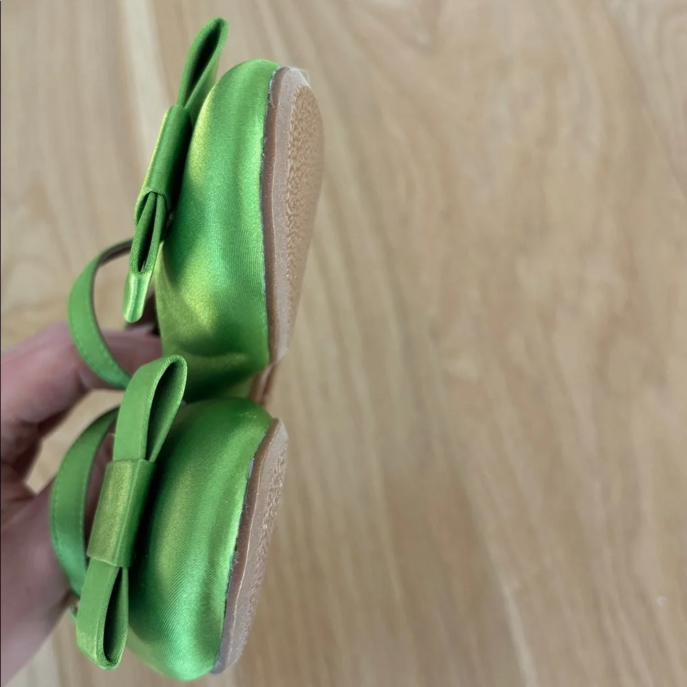 Age of Innocence Ellen Satin Green Mary Jane Bow Shoes